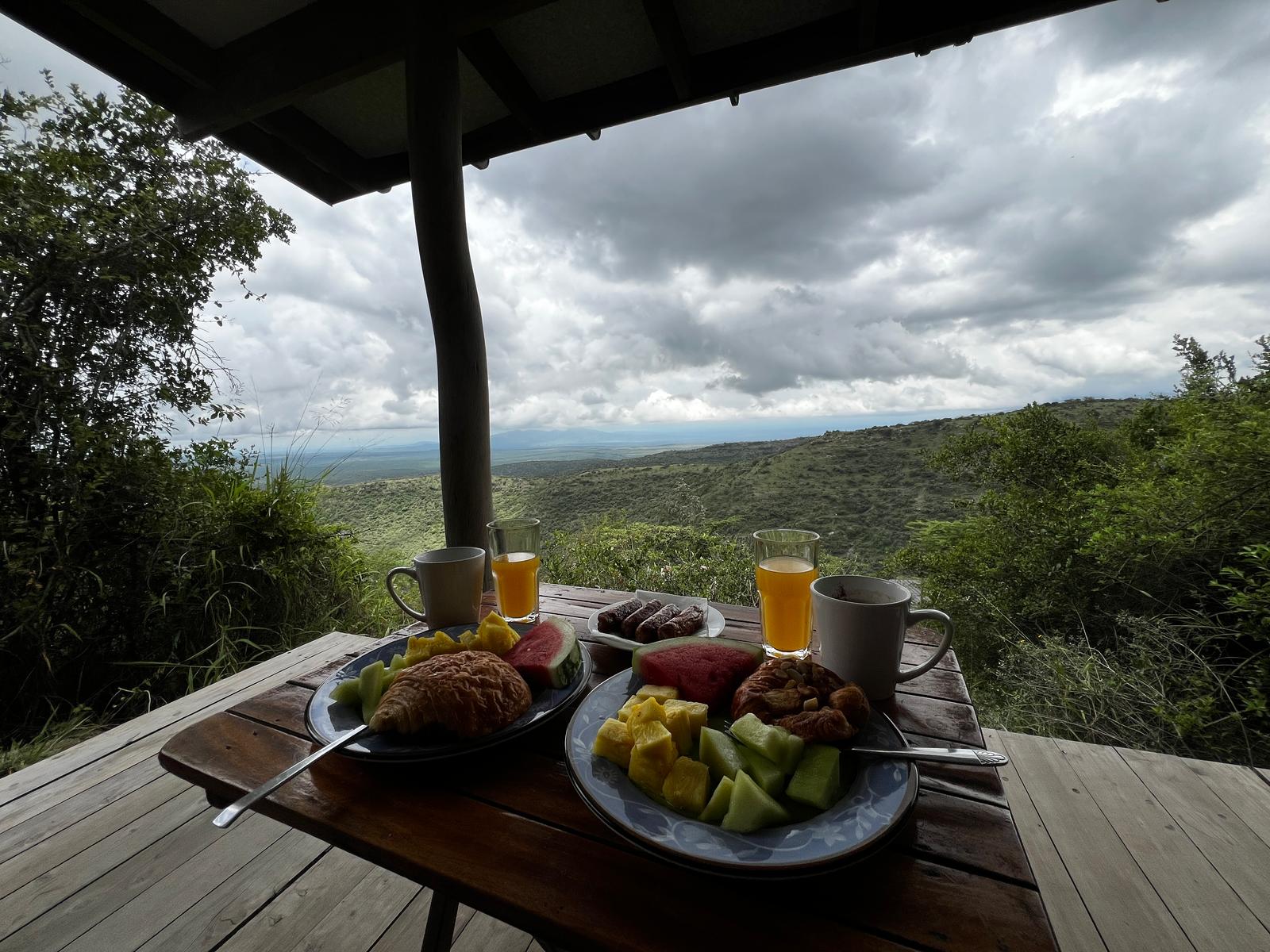 Breakfast overlooking the savannah
